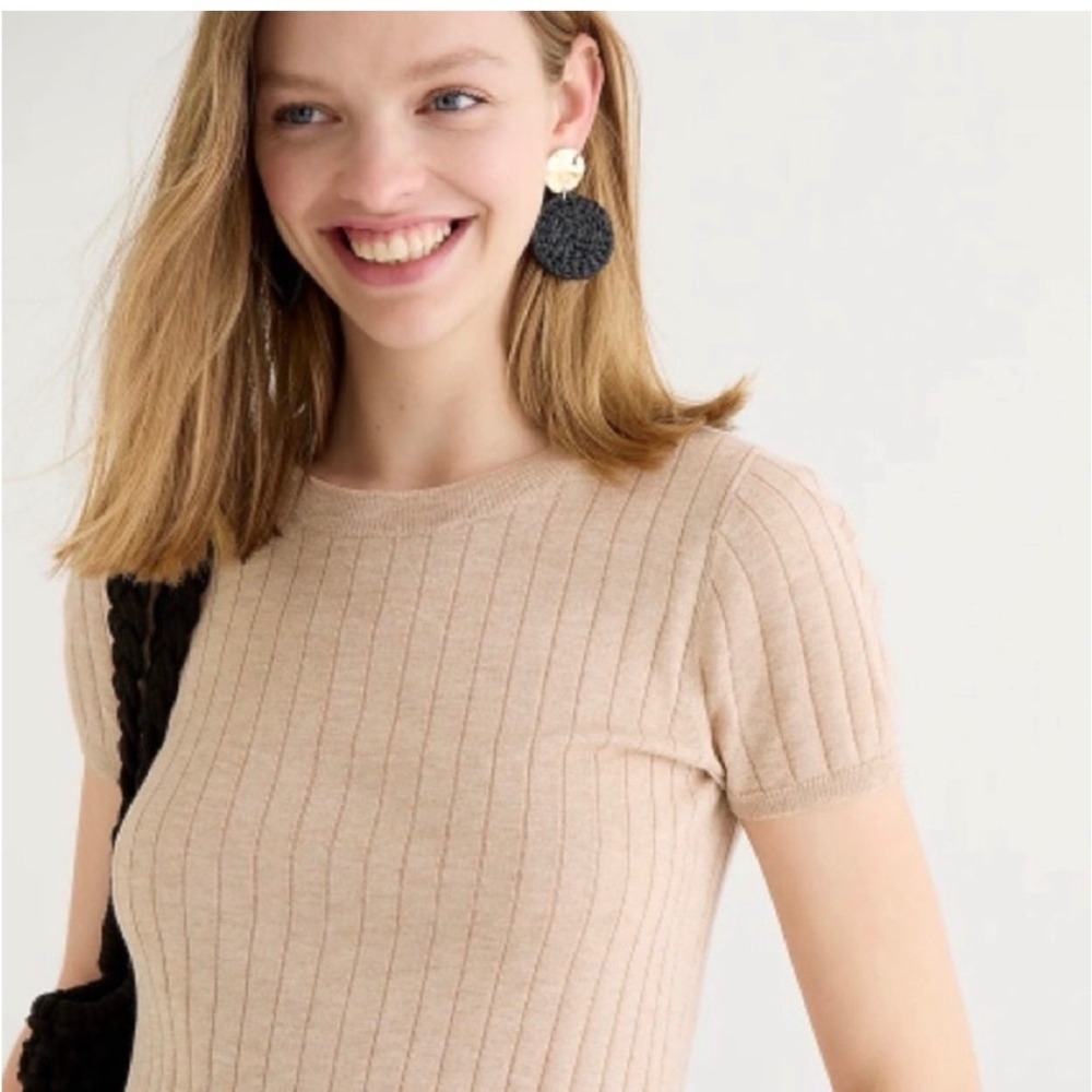 J crew silk cashmere blend cropped Short Sleeve Sweater Size Large - Picture 2 of 10